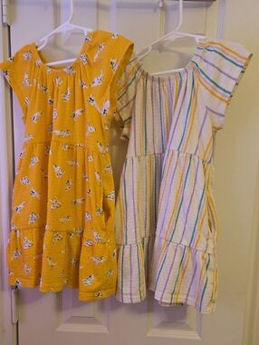 bcg Yellow Puppy Print Tiered Dress & bcg Cream Striped Tiered Dress